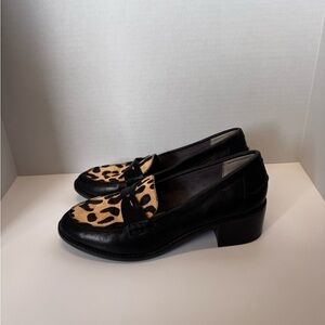 Darra Black Leather Tan Jaguar Print Me Too Pumps 8M